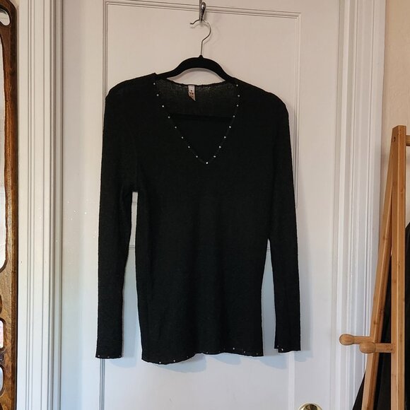 Look brand black & rhinestone pullover - Picture 1 of 5